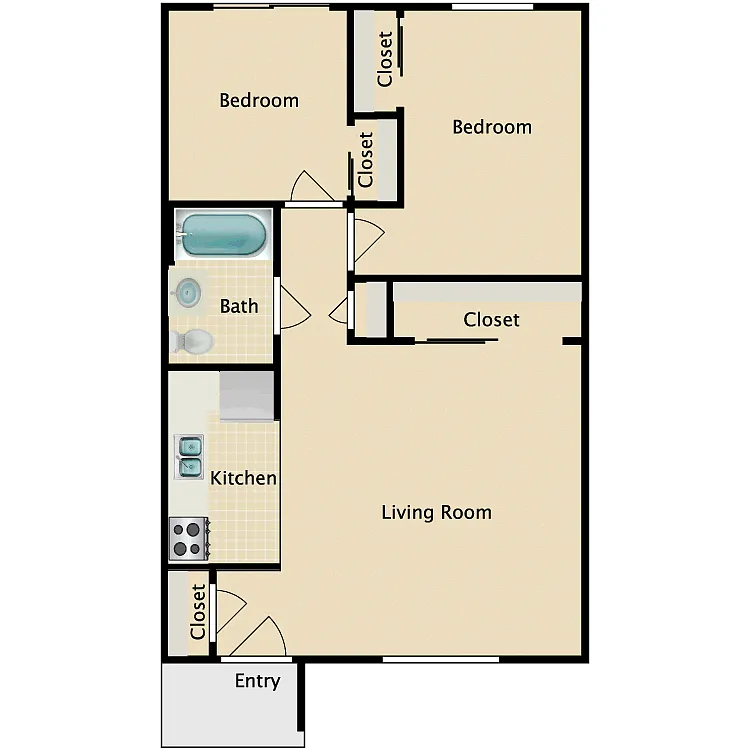 Floor plan 2BR 1 BA
