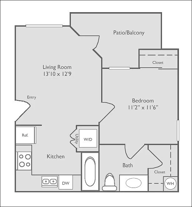 Floor plan A1U | 1 Bed, 1 Bath
