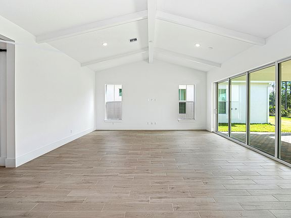 Great room with vaulted ceiling