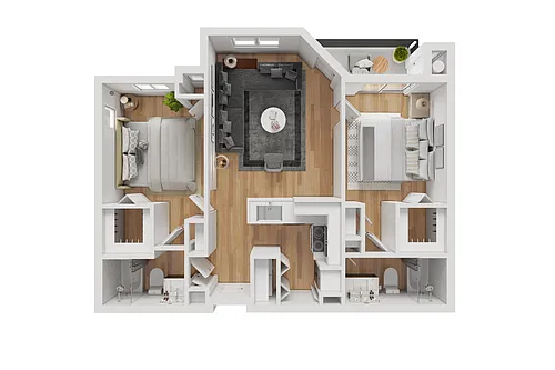 Floor plan 2BD, 2BTH B1