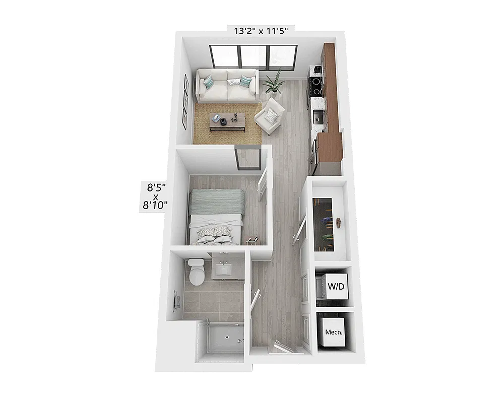 Floor plan One Bedroom - A1B