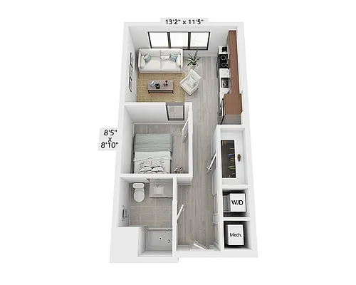 Floor plan One Bedroom - A1B