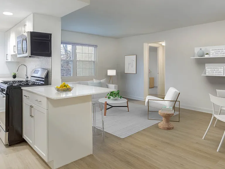 Kitchen and Living Room with Hard Surface Flooring