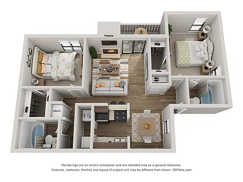 Floor plan 2 Bedroom 2 Bathroom