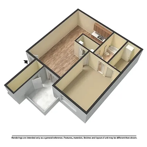 Floor plan 1 Bedroom, 1 Bathroom