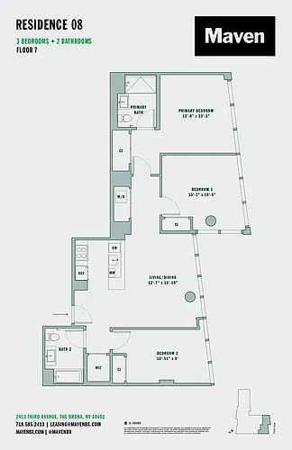 Floor plan 3 Bed/2 Bath-C1