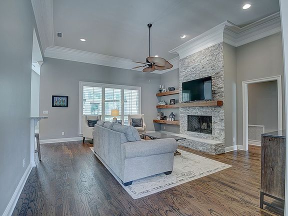 Stone fireplace
