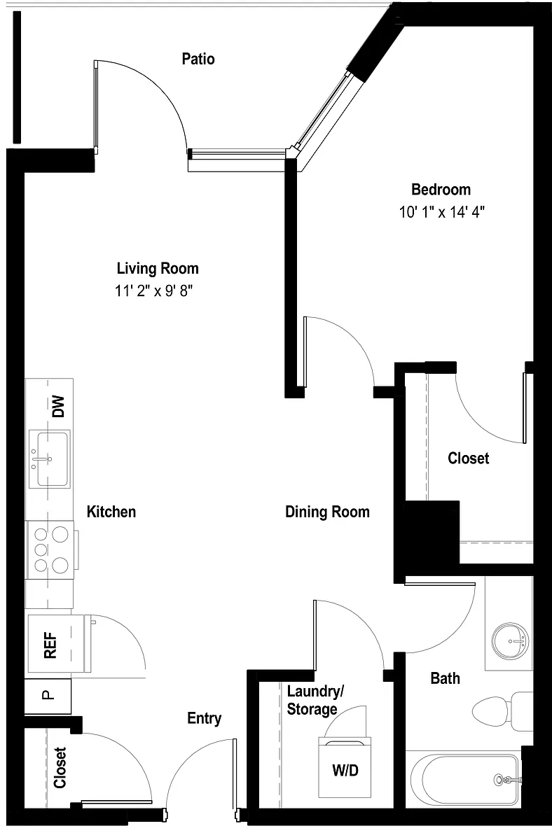 Floor plan 1X1 D