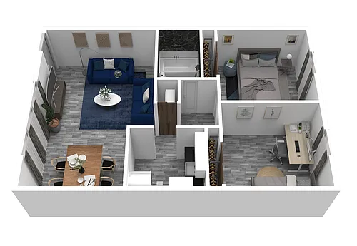 Floor plan Tiki Tide (2 Bed 1 Bath)
