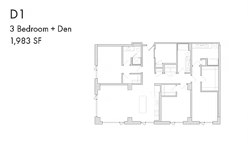 Floor plan D1 3 Bedroom Den