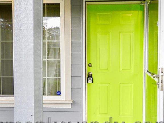 Lime green front door looks awesome
