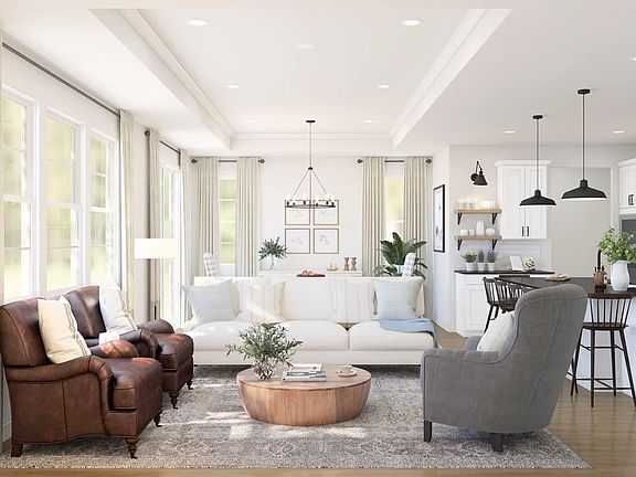 Great room with crown moulding