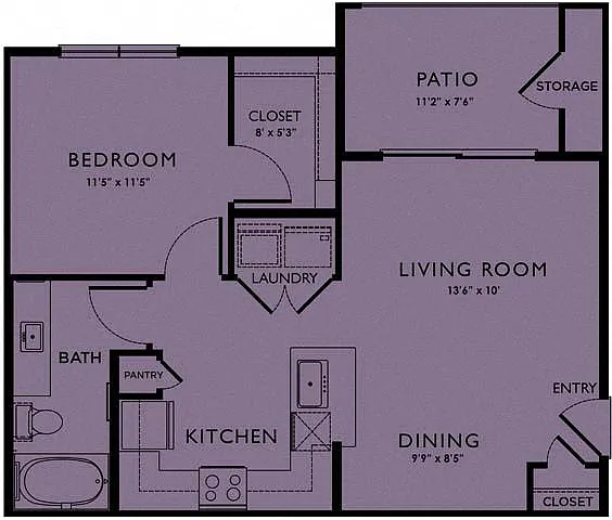 Floor plan One-Bedroom (A2)