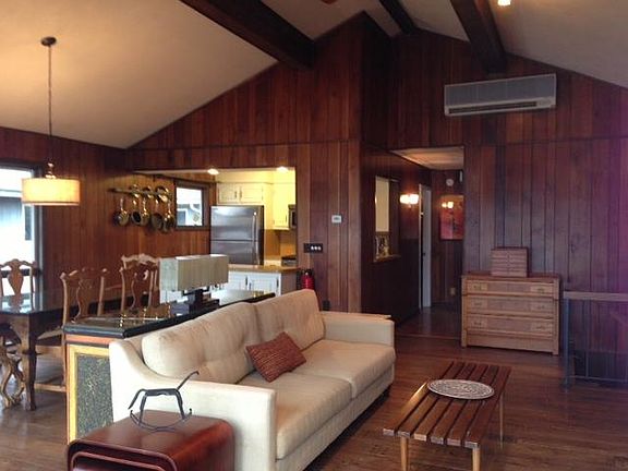 Vaulted ceiling with open floor plan