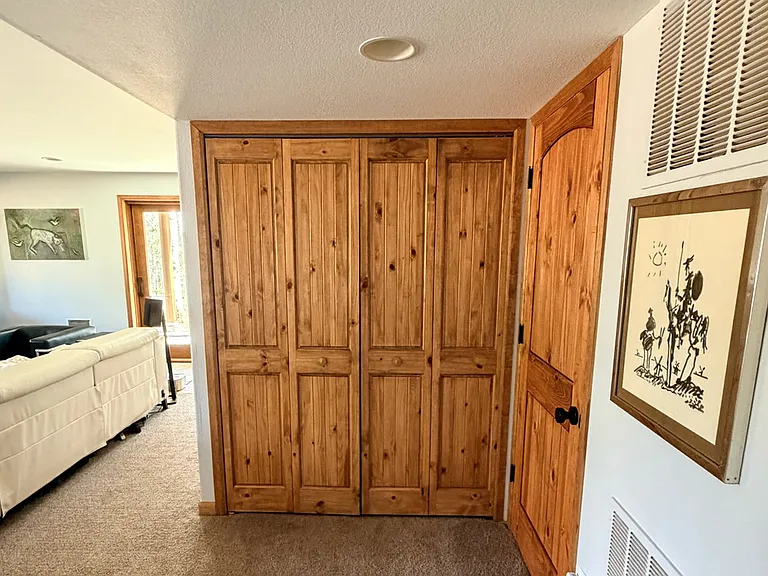 Washer and dryer closet (as well as water filtration closet on right side) New, beautiful doors