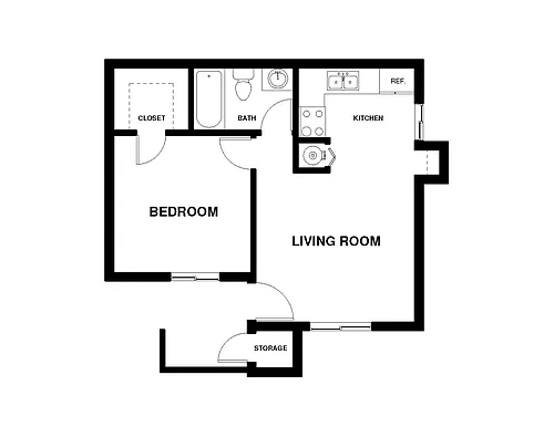Floor plan 1 Bedroom 1 Bathroom