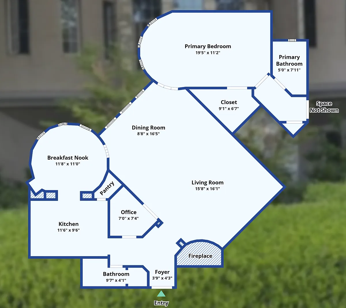 Floor plan 1 Bedroom 2 Bath - 1 Stack