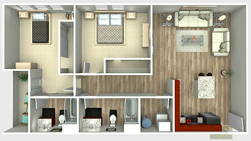 Floor plan The Pulse II (per bed)