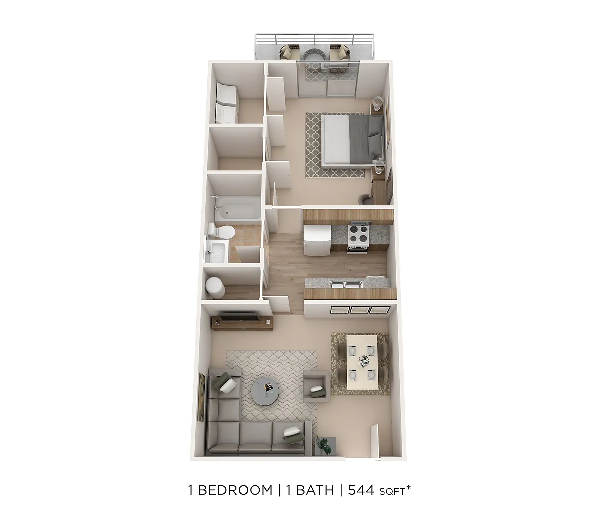 Floor plan One Bedroom - B