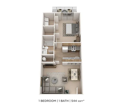 Floor plan One Bedroom - B