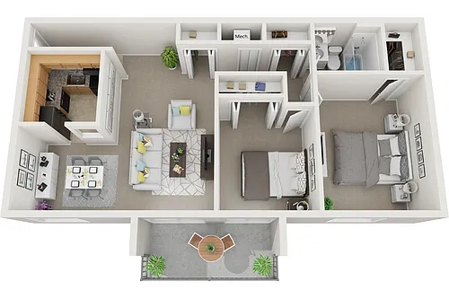 Floor plan 2 Bedroom 1 Bath