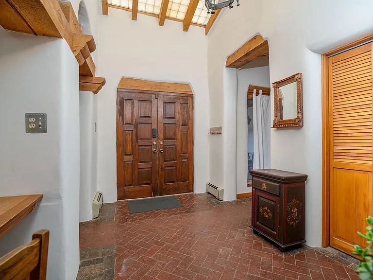 Front door and entry room
