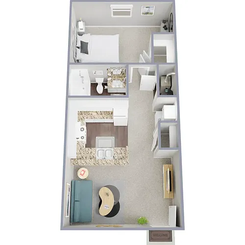 Floor plan 1 Bed 1 Bath Garden