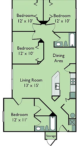 Floor plan Four Bedroom Two bathroom 60%