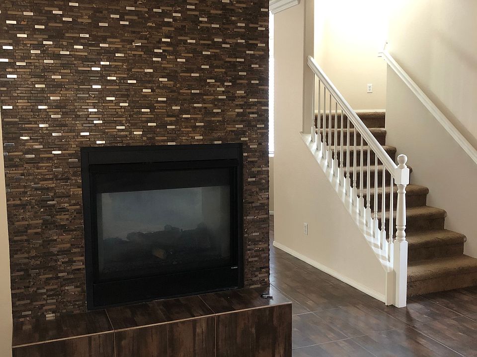 Double sided fireplace.
