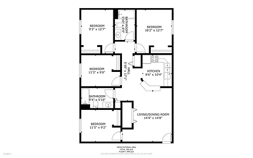 Floor plan 4Bed-2Bath