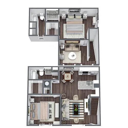 Floor plan B2: 2 Bed 2 Bath