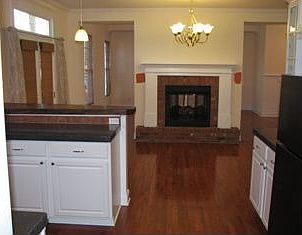 View of double sided fireplace