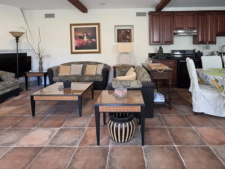 living area with two sofas