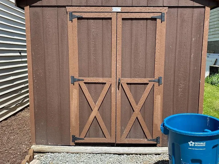 storage shed at end of driveway