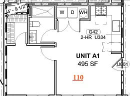 Floor plan One Bedroom- A1
