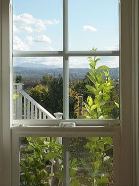 View out of the kitchen dining nook.