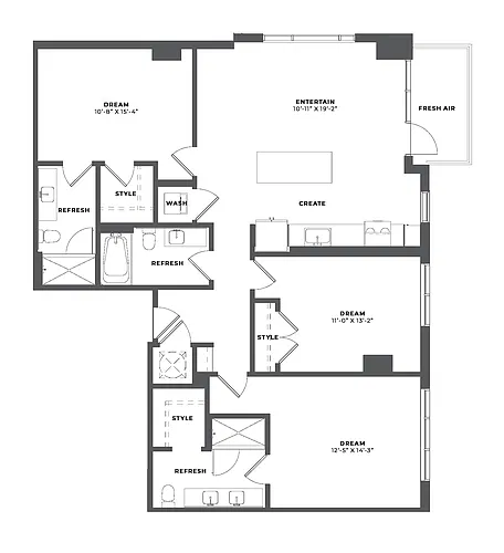 Floor plan 3 Bed/3 Bath-CH1