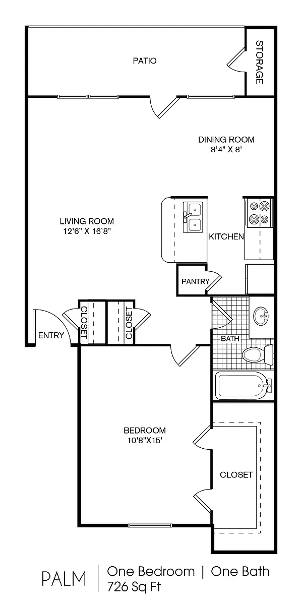 Floor plan 1 bedroom 1 bathroom