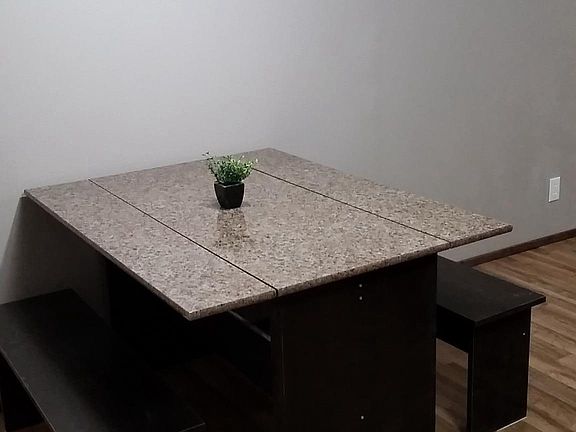 Dining table with benches