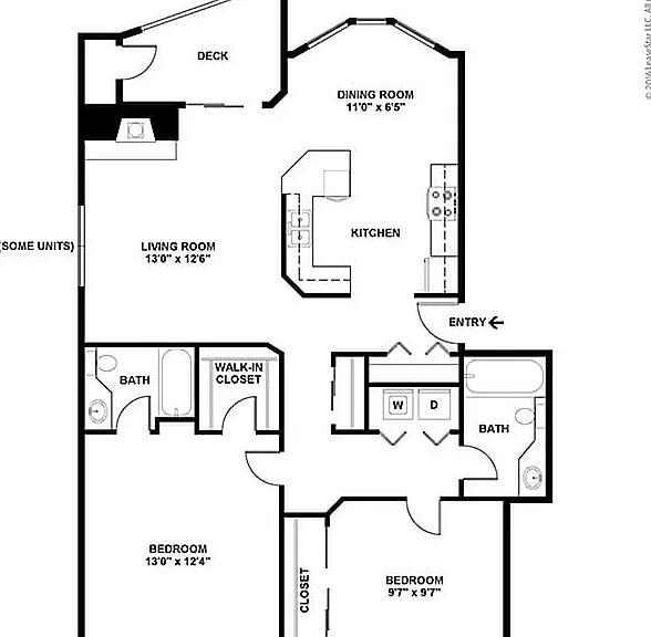 2x2 Floorplan w/ Dimensions 2x2 Floorplan w/ Dimensions