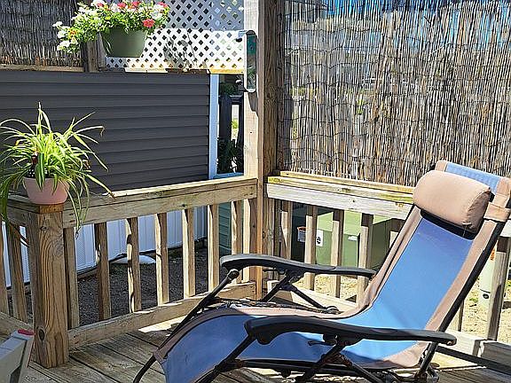 Peaceful sun area back of deck 