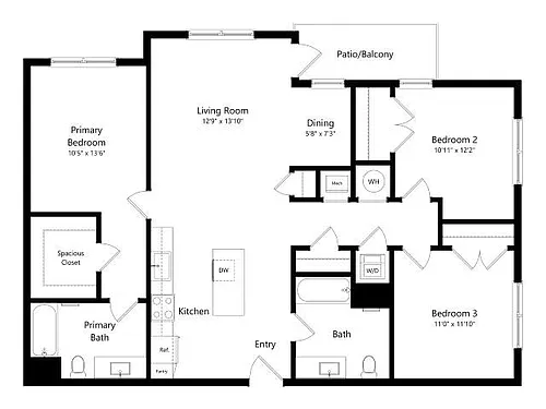 Floor plan C1 | 3 Bed | 2 Bath