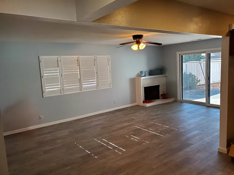 1st Living Room with fireplace and slider to backyard