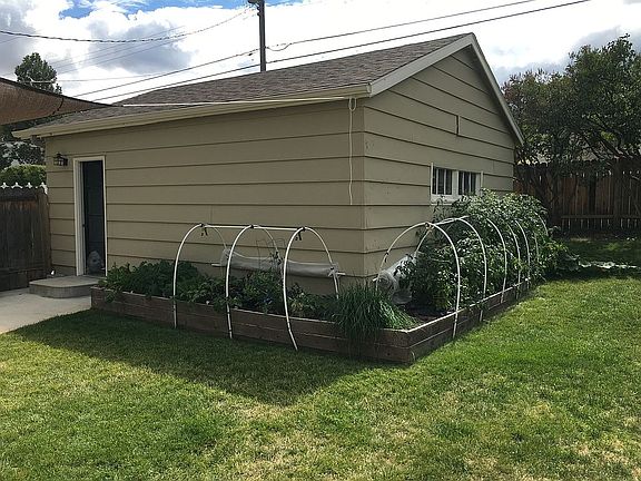 Raised beds along garage