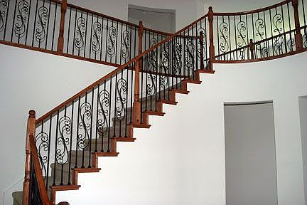 Dramatic wrought-iron staircase