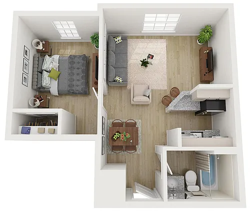 Floor plan One Bedroom x One Bathroom