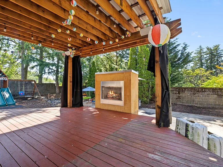 Backyard with gas fireplace