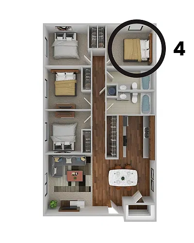 Floor plan Student Housing - Rent by the Room 4