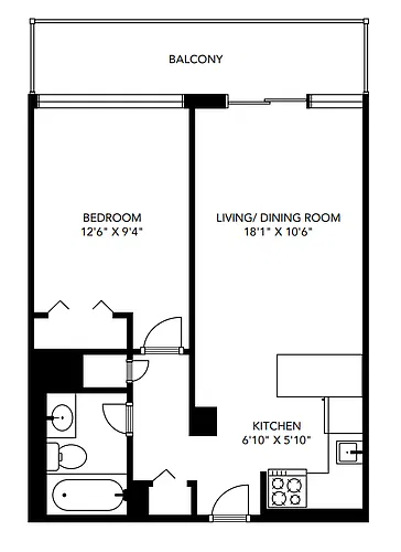 Floor plan Upgraded Jr. One Bedroom