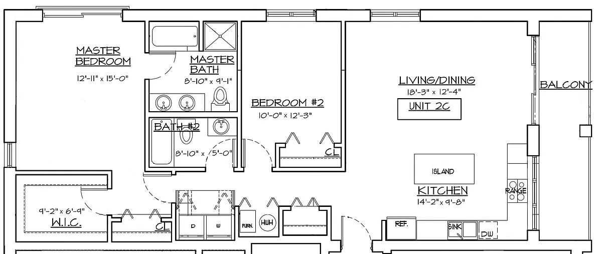 Floor plan 2 Bed, 2 Bath